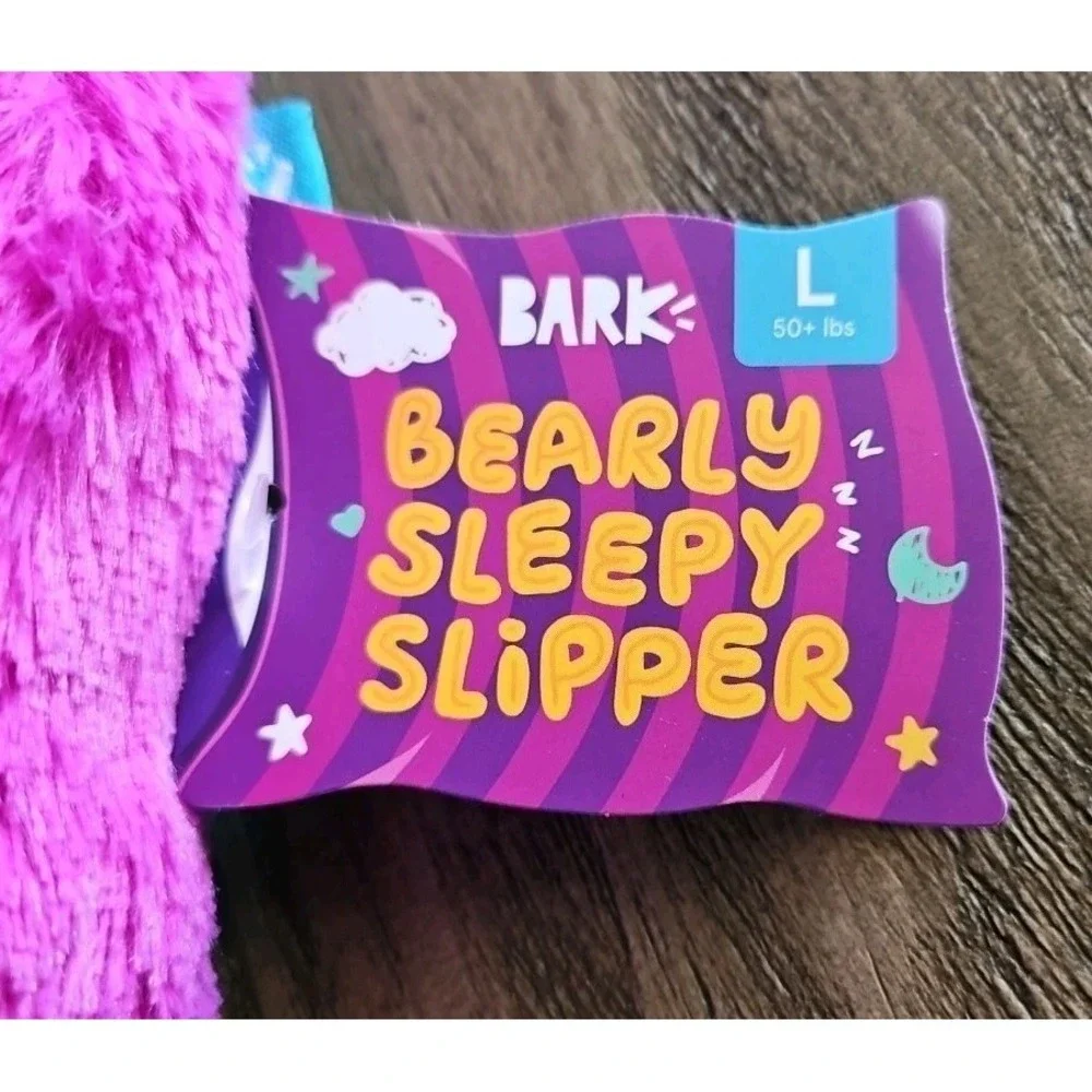 Bark Box Bearly Sleepy Slipper Bear Foot House Shoe Plush Size L Dog Toy NWT